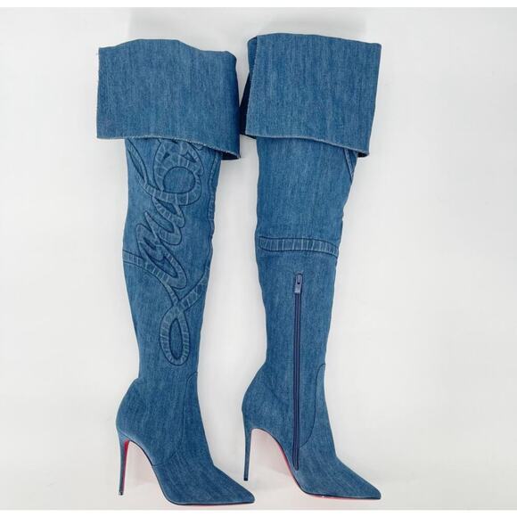 Christian Louboutin Denim Over the Knee Boots - Picture 6 of 15